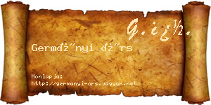 Germányi Örs névjegykártya